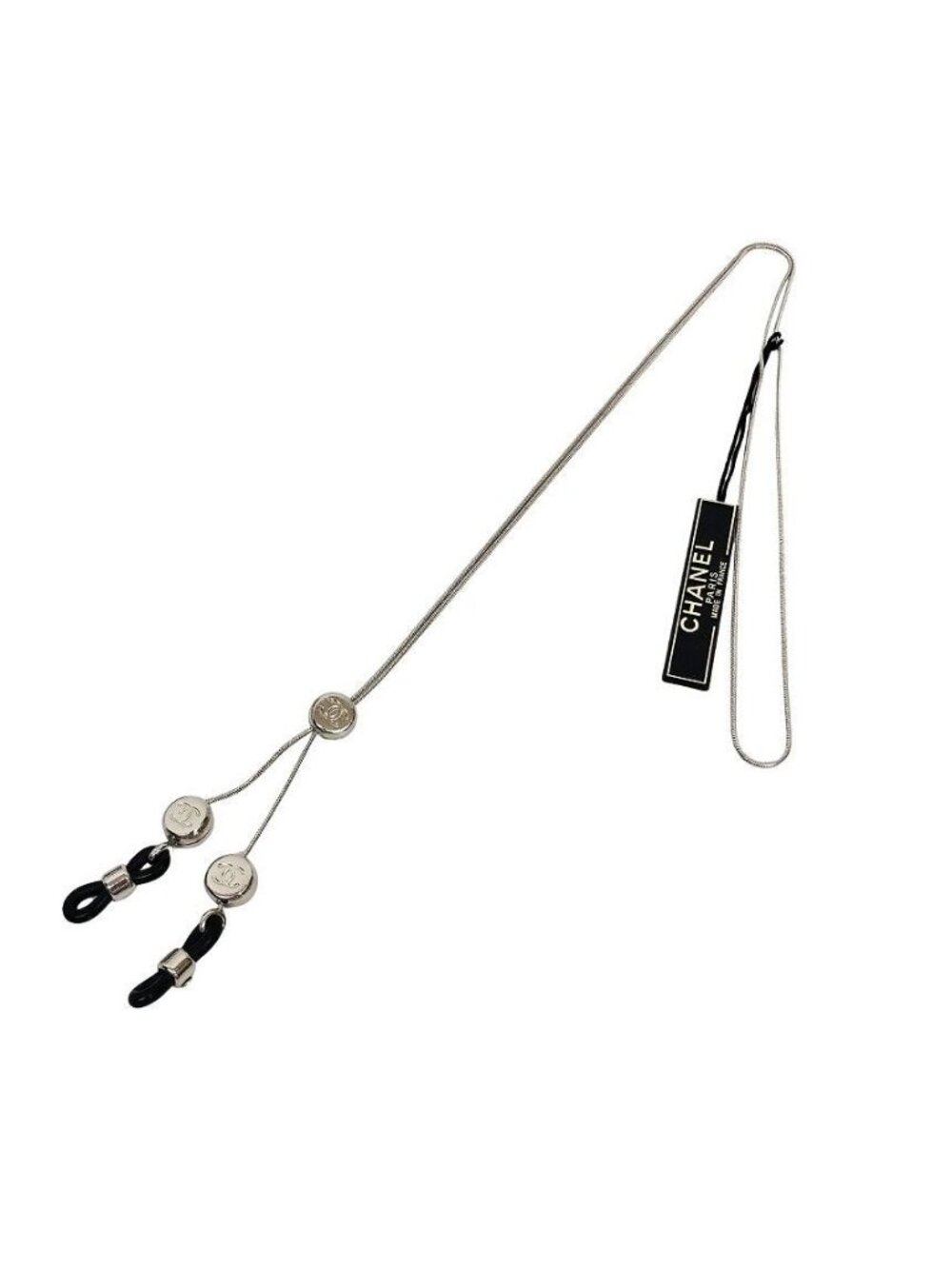 Chanel Glass Cord Chain Strap Silver
